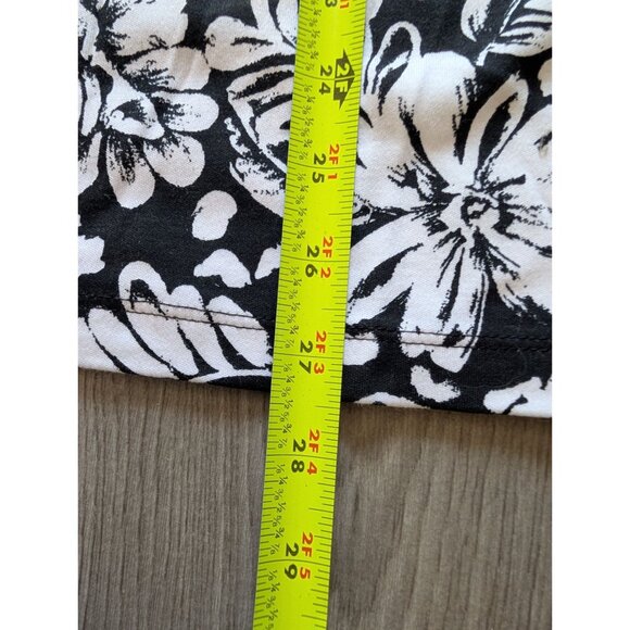 Studio Works Womens 2X Black & White Floral Print Short Sleeve Tee Shirt - Picture 5 of 6